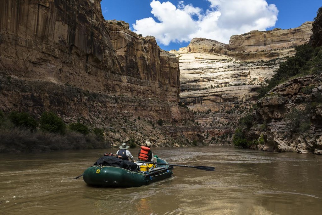 Green raft on Yampa River